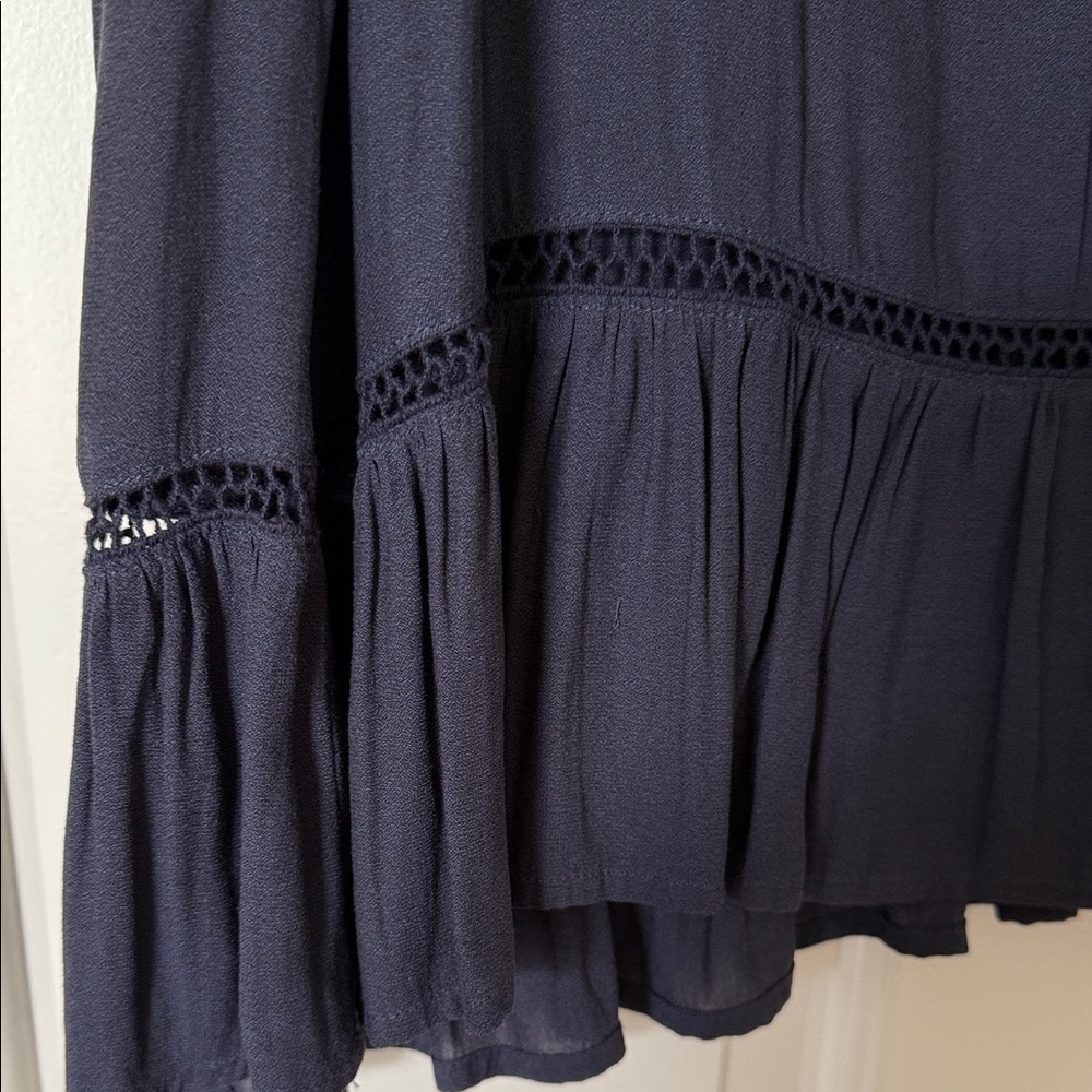 Navy Ruffled Blouse - Picture 4 of 5